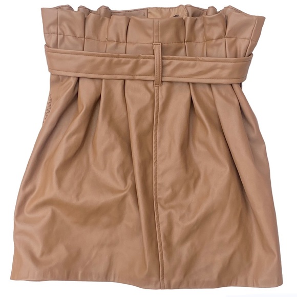 DO+BE Faux Leather Skirt Tan Size Small NWT - Picture 3 of 13